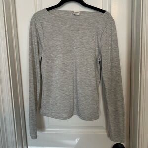 Abercrombie heather grey long sleeve top with slash neckline